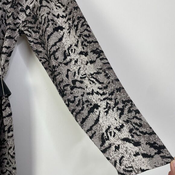 Zara Tiger Animal Print Knit Long Sleeve Crewneck Belted Midi Dress Medium - Picture 9 of 10